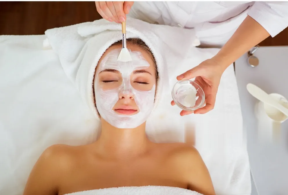 Facial treatment in progress with Comfort Zone skincare products